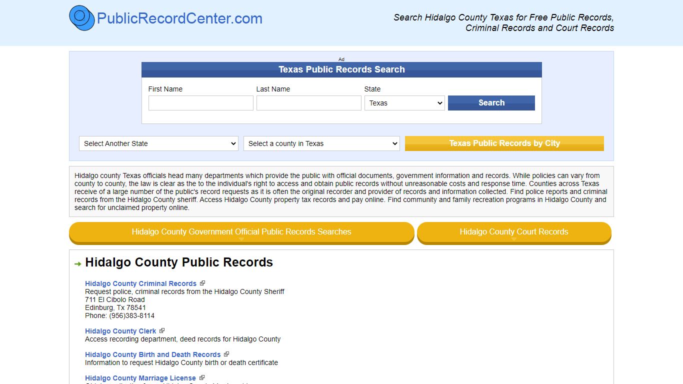 Hidalgo County Texas Free Public Records - Court Records ...